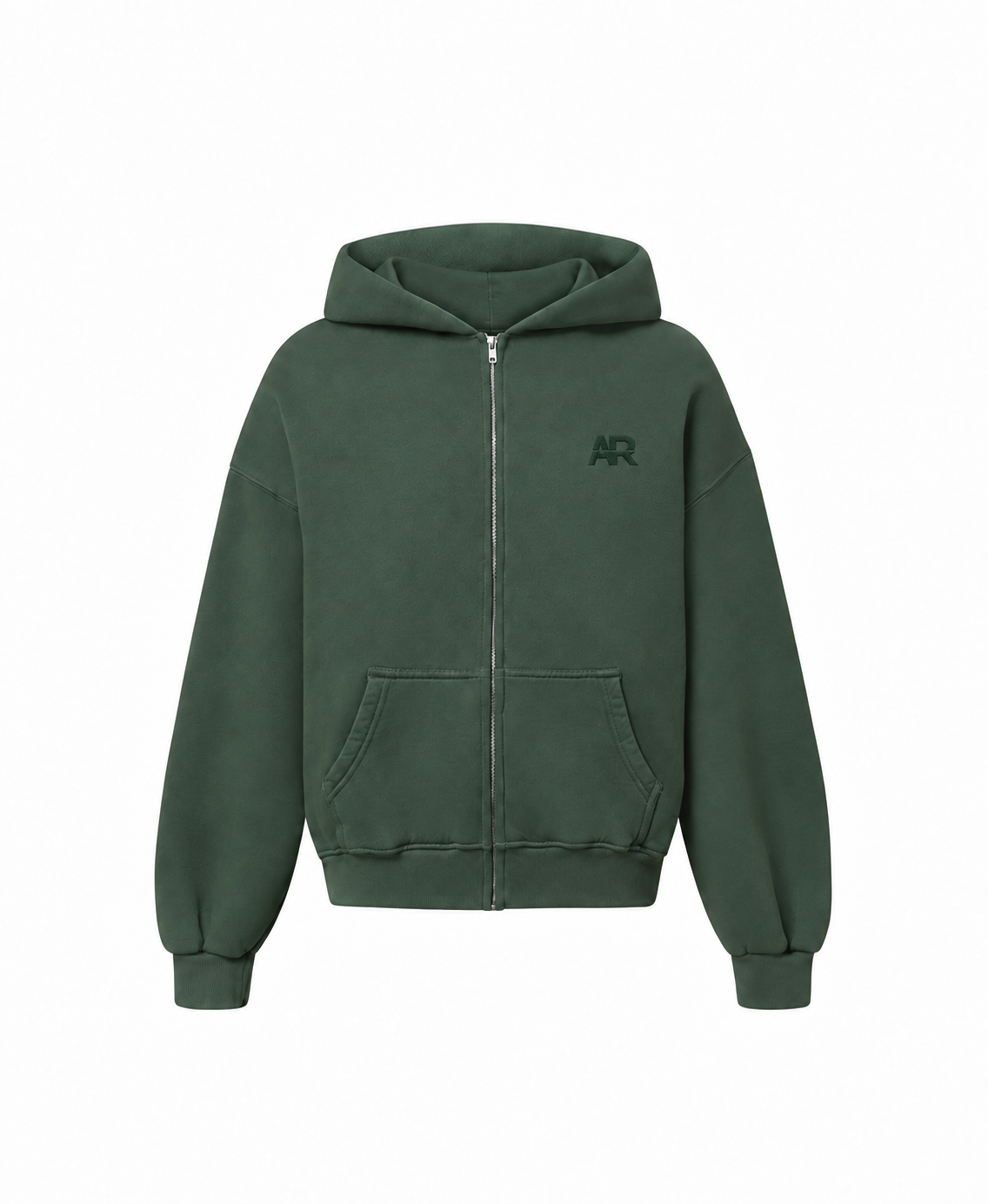 Zip Through Hoodie in Forest